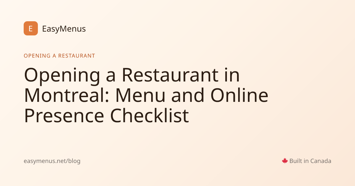 Opening a Restaurant in Montreal: Menu Checklist