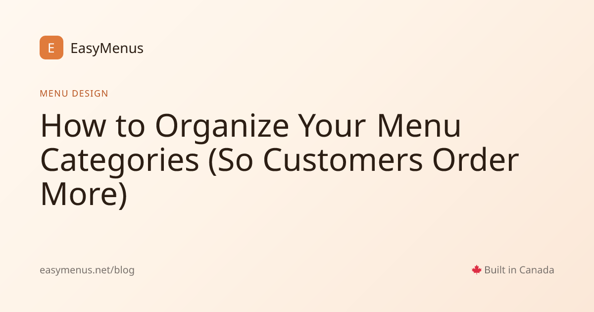 How to Organize Restaurant Menu Categories